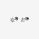Sparkling Sugar Cube Titanium Flat Back Earrings