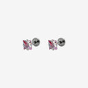 Sparkling Sugar Cube Titanium Flat Back Earrings