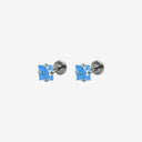 Sparkling Sugar Cube Titanium Flat Back Earrings