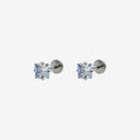 Sparkling Sugar Cube Titanium Flat Back Earrings