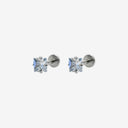 Sparkling Sugar Cube Titanium Flat Back Earrings