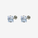 Sparkling Sugar Cube Titanium Flat Back Earrings
