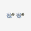Sparkling Sugar Cube Titanium Flat Back Earrings