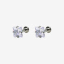 Sparkling Sugar Cube Titanium Flat Back Earrings