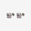 Sparkling Sugar Cube Titanium Flat Back Earrings
