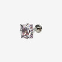 Sparkling Sugar Cube Titanium Flat Back Earrings