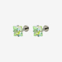 Sparkling Sugar Cube Titanium Flat Back Earrings