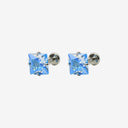 Sparkling Sugar Cube Titanium Flat Back Stud Earrings