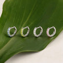 Square CZ Huggie Titanium Hoop Earrings