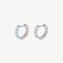 Square CZ Huggie Titanium Hoop Earrings