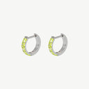 Square CZ Huggie Titanium Hoop Earrings