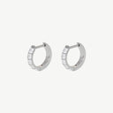 Square CZ Huggie Titanium Hoop Earrings