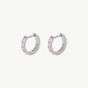 Square CZ Huggie Titanium Hoop Earrings