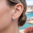 Square CZ Huggie Titanium Hoop Earrings