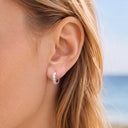 Square CZ Huggie Titanium Hoop Earrings