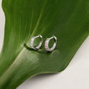 Square CZ Huggie Titanium Hoop Earrings