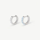 Square CZ Huggie Titanium Hoop Earrings
