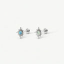 Starburst Gemstone Titanium Flat Back Earrings