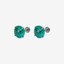 Teal Brilliant Cut CZ Titanium Flat Back Stud Earrings