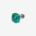 Teal Brilliant Cut CZ Titanium Flat Back Stud Earrings