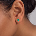 Teal Brilliant Cut CZ Titanium Flat Back Stud Earrings