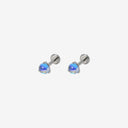 Three-Prong Moonstone Ball Titanium Flat Back Earrings