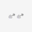 Three-Prong Moonstone Ball Titanium Flat Back Earrings