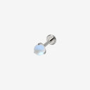Three-Prong Moonstone Ball Titanium Flat Back Earrings