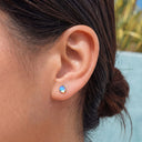 Three-Prong Moonstone Ball Titanium Flat Back Earrings