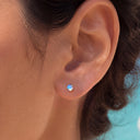 Three-Prong Moonstone Ball Titanium Flat Back Earrings