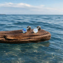 Three-Prong Moonstone Ball Titanium Flat Back Earrings