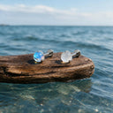 Three-Prong Moonstone Ball Titanium Flat Back Earrings