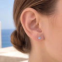 Three-Prong Moonstone Ball Titanium Flat Back Earrings