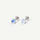 Three-Prong Moonstone Ball Titanium Flat Back Earrings