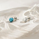 Three-Prong Turquoise flat back earrings