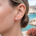 Three-Prong Turquoise flat back earrings