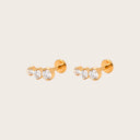 Three-Stone Graduated CZ 18K Gold Plated Titanium Flat Back Stud Earrings