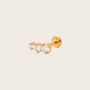 Three-Stone Graduated CZ 18K Gold Plated Titanium Flat Back Stud Earrings