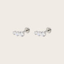 Three-Stone Graduated CZ 18K Gold Plated Titanium Flat Back Stud Earrings