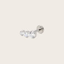 Three-Stone Graduated CZ 18K Gold Plated Titanium Flat Back Stud Earrings