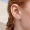 Three-Stone Graduated CZ Flat Back Stud Earring