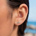 Three-Stone Graduated CZ Flat Back Stud Earring