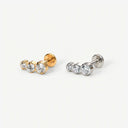 Three-Stone Graduated CZ Flat Back Stud Earring