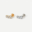Three-Stone Graduated CZ 18K Gold Plated Titanium Flat Back Earrings