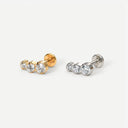Three-Stone Graduated CZ Flat Back Stud Earring