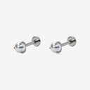 Three-Prong Pearl Setting Titanium Flat Back Earrings