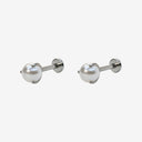 Three-Prong Pearl Setting Titanium Flat Back Earrings