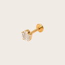 Triple Baguette Fan 18K Gold PVD Titanium Flat Back Earrings