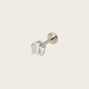 Triple Baguette Fan 18K Gold PVD Titanium Flat Back Earrings
