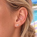 Triple Baguette Fan 18K Gold PVD Titanium Flat Back Earrings